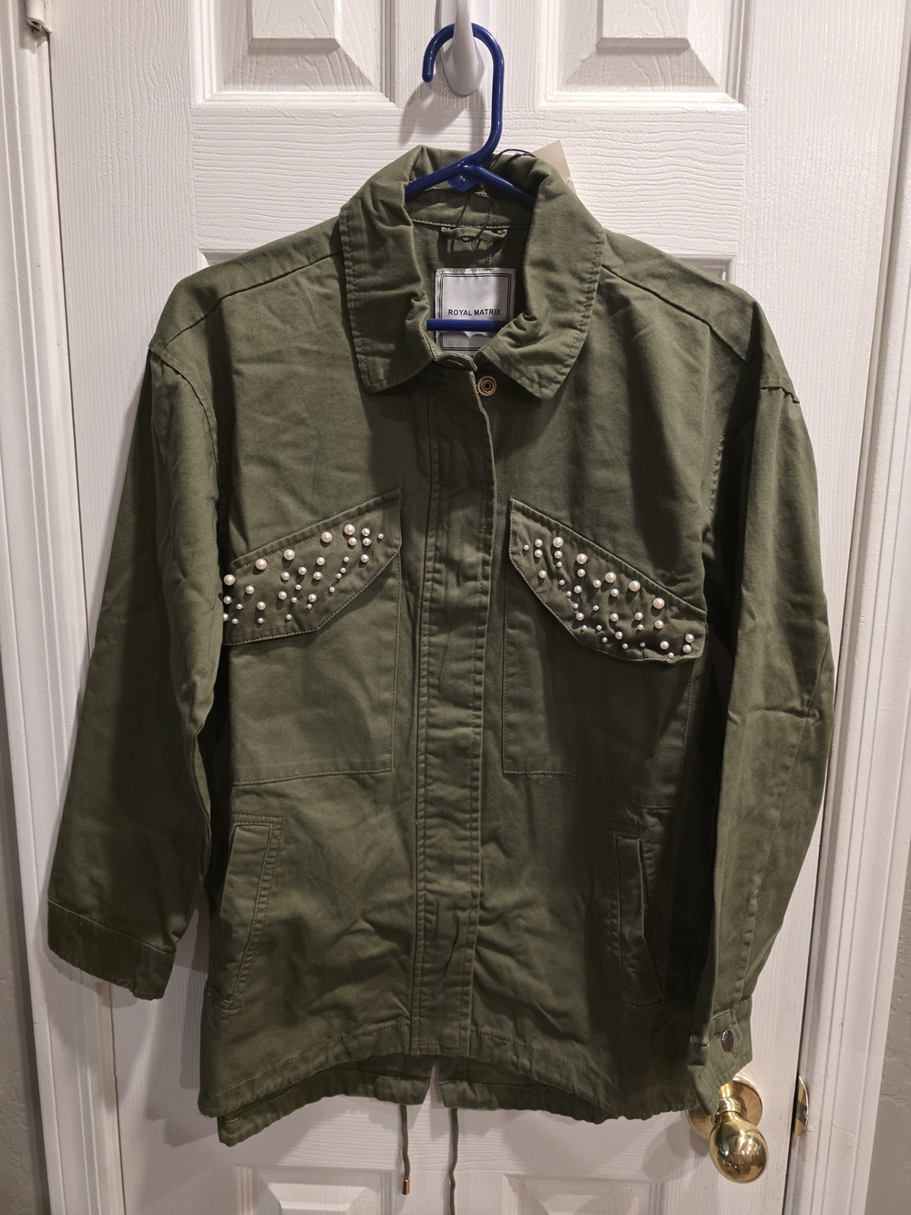 Olive Green Studded Utility Jean Jacket